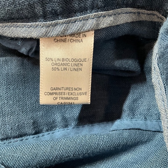 CONTEMPORAINE par SIMONS 100% Organic Linen Wide Leg Cropped Pants w/ Belt Sz 14 - Picture 8 of 9